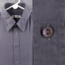 Dolce Gabbana Italy Point Cotton 17.5 Gray Men Solid Long Sleeve Button Up Shirt