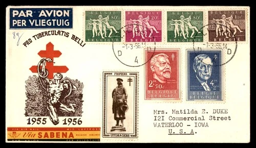 Mayfairstamps Belgium FDC 1956 Children and Men TB Combo First Day Cover aaw_380