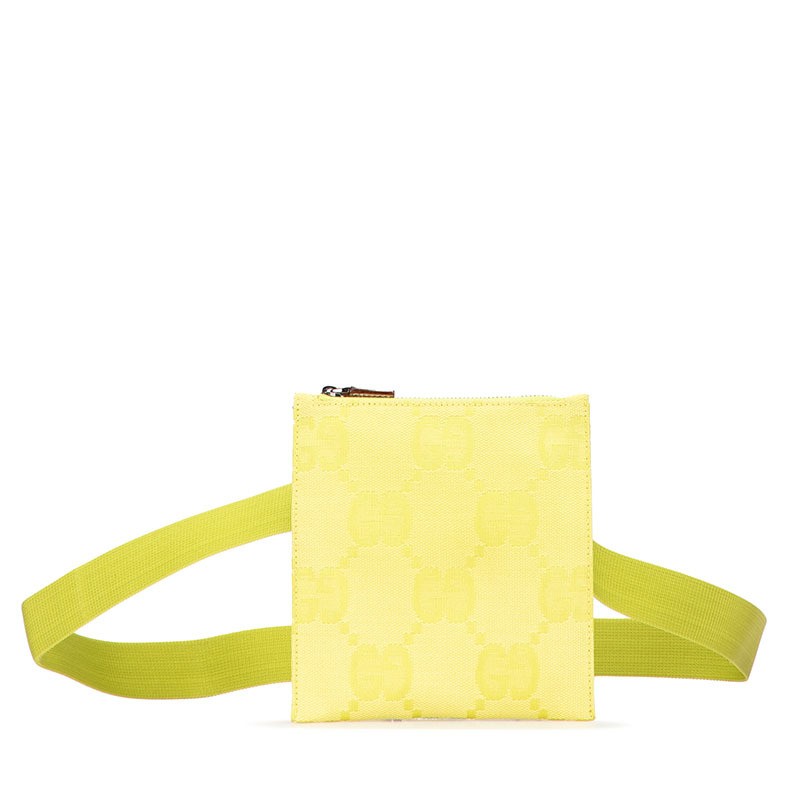 Gucci GG Jacquard Green Canvas Leather Waist Pouch Body Bag for Women