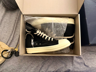 DRKSHDW Rick Owens Ramones Men s High Top Sneakers Lace Up Zip Black/White