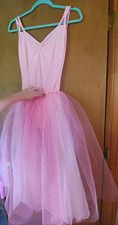 Youth Pink Sleeveless Nylon Ballet Dance Leotard with Tutu Skirt.