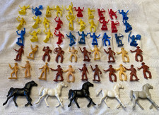 Vintage MPC 45mm Assorted Western Indian  Cowboy Figures - Lot of 50 w/5 Horses