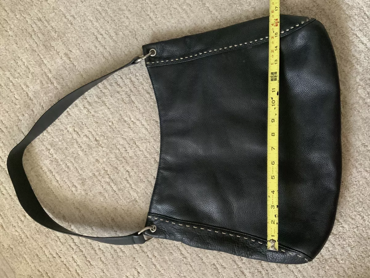 Large leather shoulder bag with topstitching