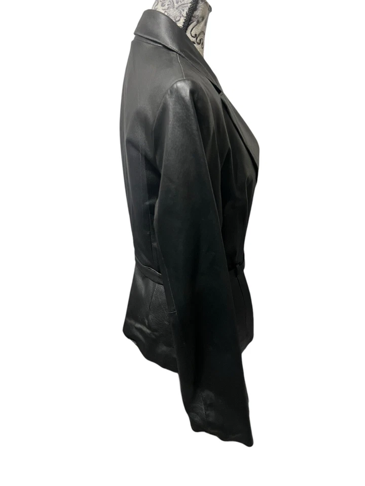 Bisou Bisou Leather Jacket Michele Bohbot Black Size Medium - Image 4 of 4