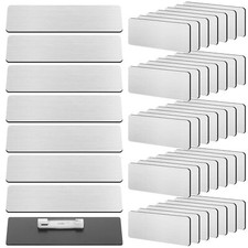 50 Pcs Name Tag Badge Blanks Brushed Round Corners Pin DIY Blank ID Name Badg...