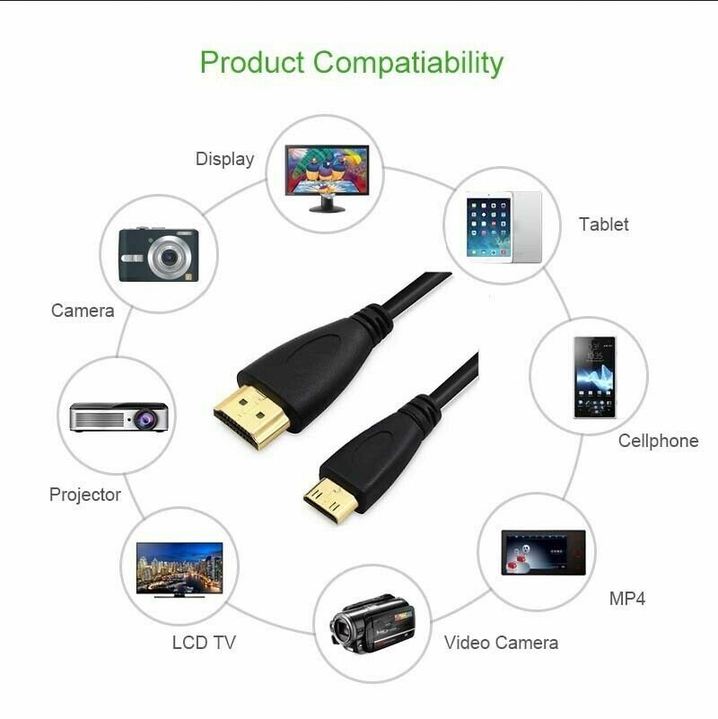 5FT HDMI to Mini HDMI Cable Cord Adapter for Cameras HDTV Camcorder 1080P New