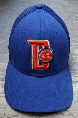 New Era 39Thirty NBA Detroit Pistons Blue Solid Front Mesh Back Fitted Cap  Hat