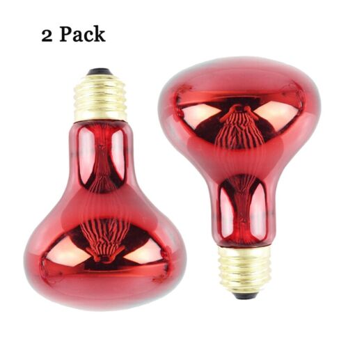 100W 2 Pack Infrared Heat Lamp Bulb Red Light Heat Bulbs for Pet Lizards1685 - Afbeelding 1 van 8