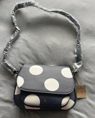 Joules Women Darby Print Saddle Bag Navy Spots- One Size- New With Tags  UK