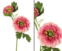 Ranunkel Kunstblume 46Cm Mit 2 Rosafarbigen BlüTen Und 1 Knospe Von Ibizanos.Com