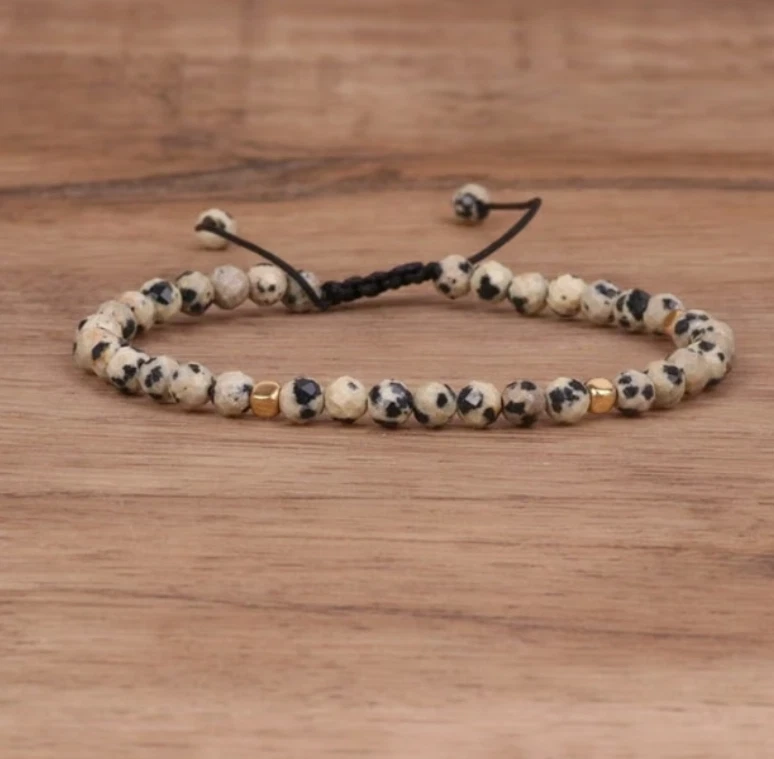 Pulsera Delicada Cuentas de Jaspe Dálmata Curación Reiki Joyería Regalo Día de la Madre Foto 3 de 4
