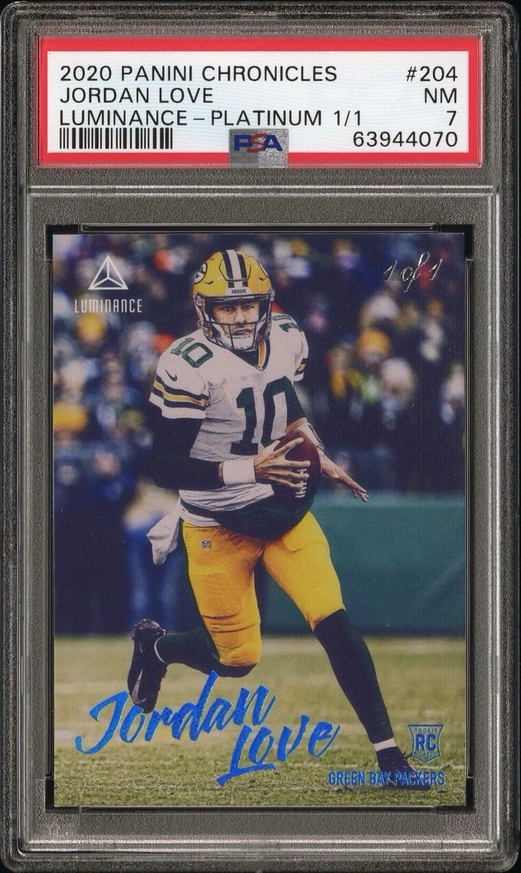 Jordan Love Panini Chronicles Luminance #204 Platinum 1/1