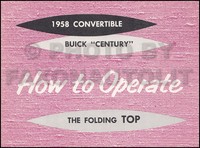 NOS Original 1958 Buick Century Cabrio Verdeck Top Bedienungsanleitung