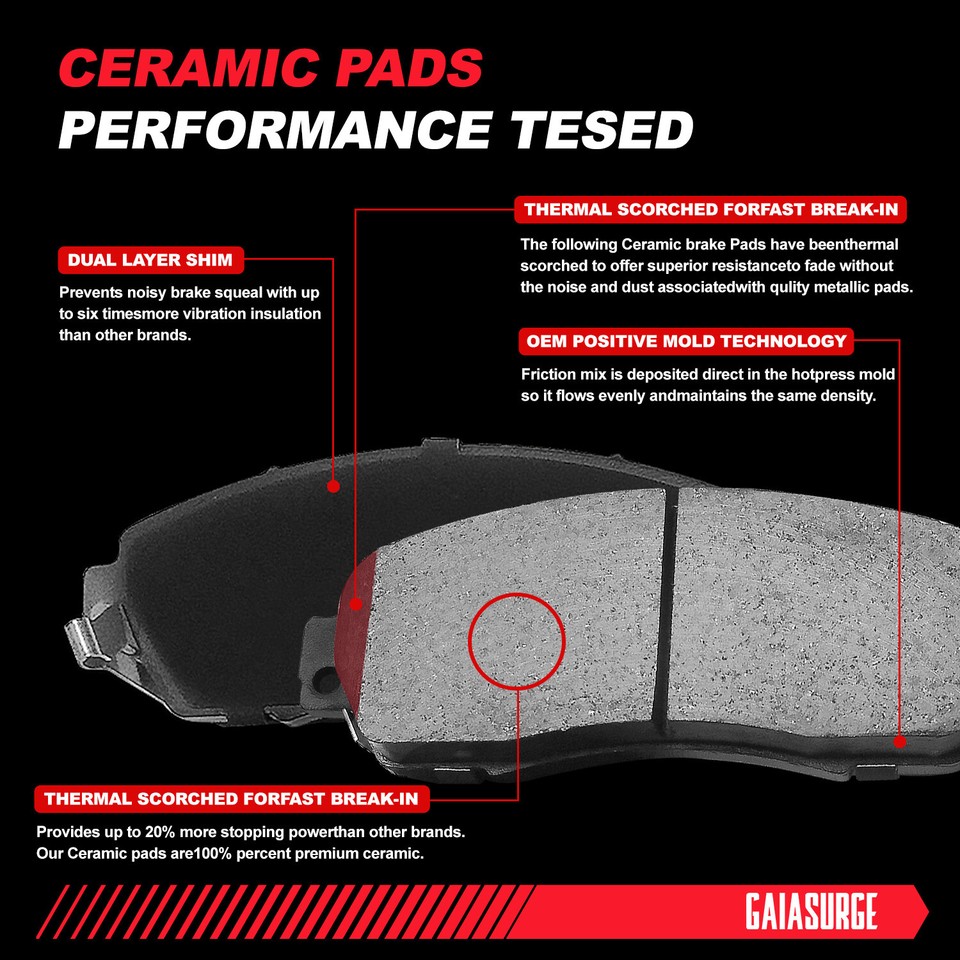 319mm Front Drilled Disc Rotors Brake Pads for Toyota Tacoma 4Runner FJ ...
