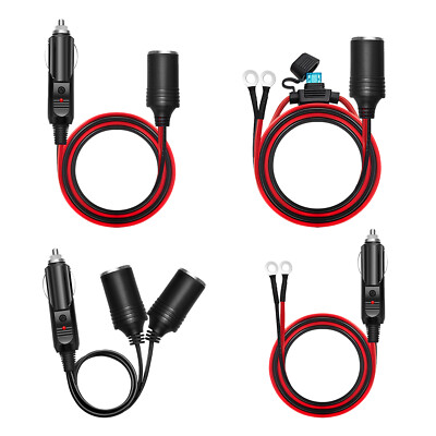 3/6/12 FT Male Female Cigarette Lighter Socket Extension Cable Ring  Terminals