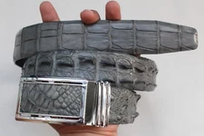 Without Jointed - Gray Genuine CROC Leather SKIN Men's Belt-W 1.5 inch