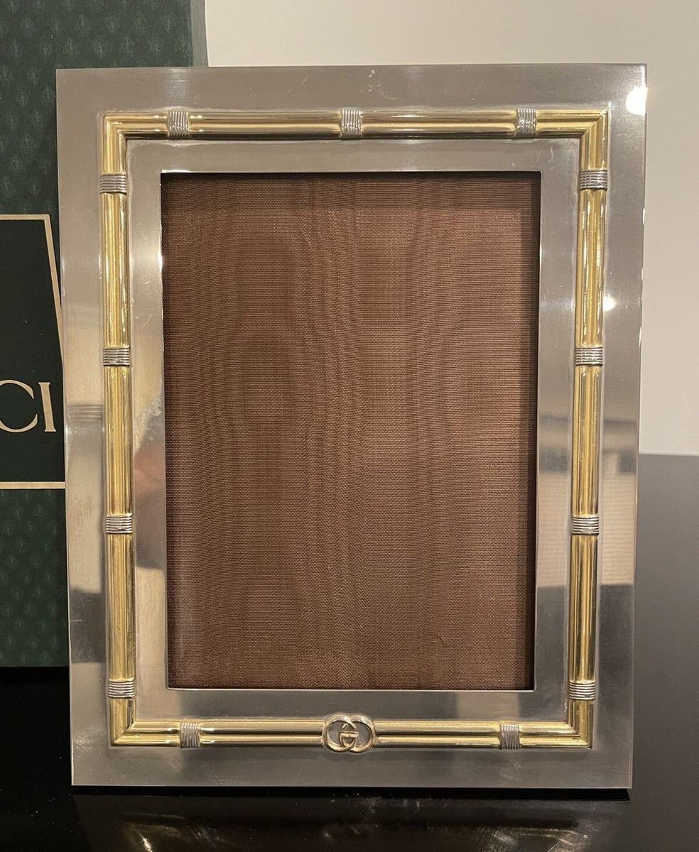 Gucci オブジェ RARE Gucci Silver and Gold Picture Frame with GG Logo 5” X 7