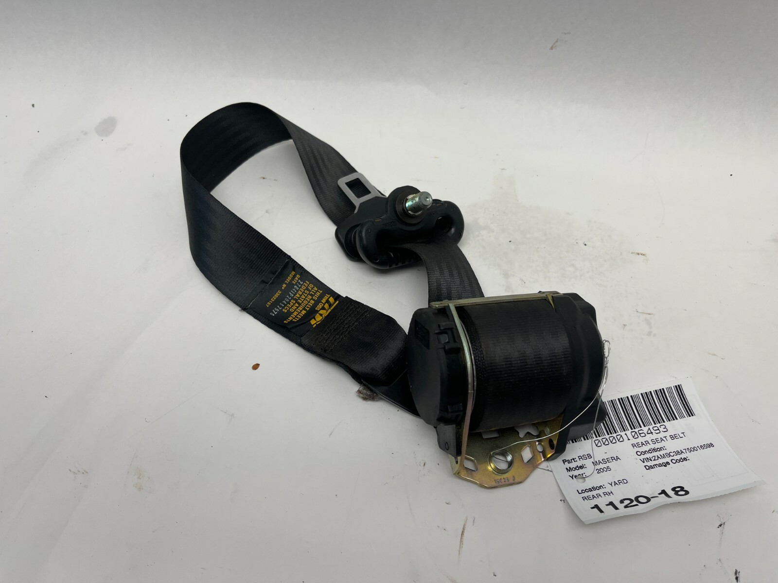 2005-2007 MASERATI COUPE GT REAR RIGHT PASSENGER SIDE SEAT BELT RETRACTOR OEM