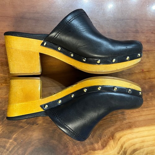 UGG Damenschuhe Leder Slipper 1010202 US 7 Blockabsatz Holzclog - Bild 5 von 7