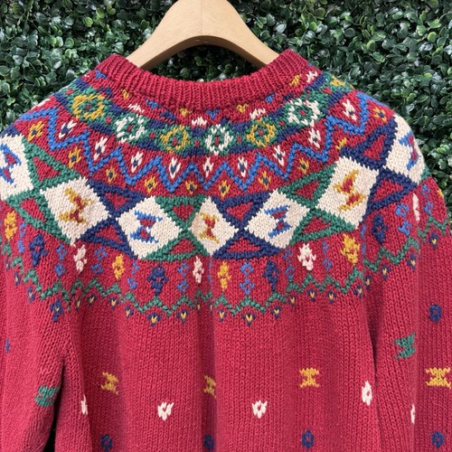 Vintage Northern Isles Sweater Size L Hand Knitted Textured Colorful Coogi Cosby - Picture 10 of 15