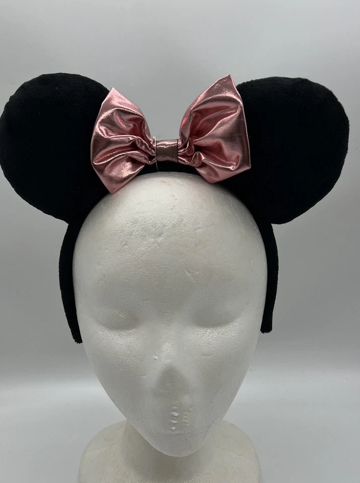 Disney Minnie Mouse Ears headband w/ Rose Gold Metallic Bow New One size Kids - Image 4 of 4