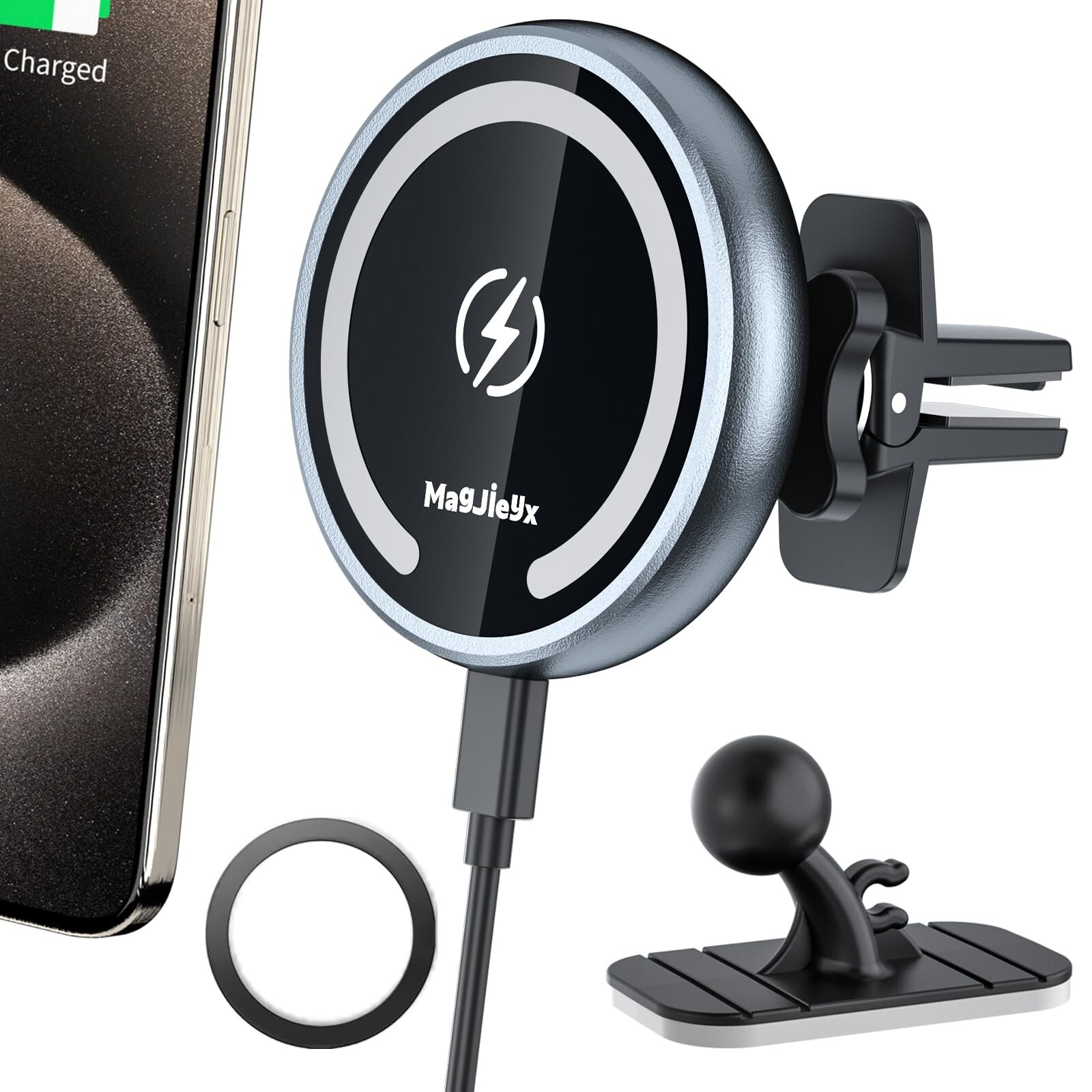 MagSafe Car Mount Wireless Charger - Fast Magnetic Charging for iPhone