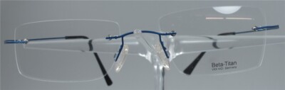 VIDI VICI Brille Brillengestell Blau Titan Titanium Randlos Damen Herren NEU