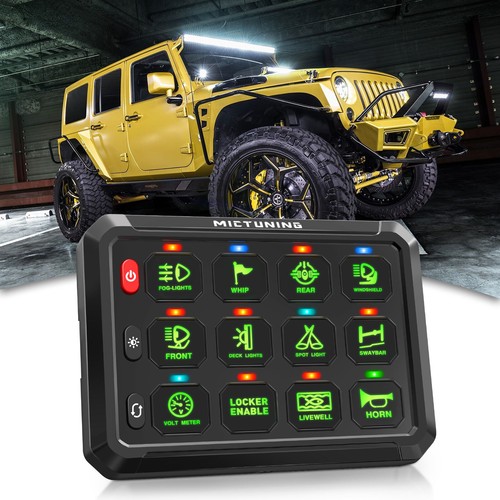 12 Gang Switch Panel ON/OFF Toggle LED Light Bar Electronic Relay System Green - Picture 18 of 24