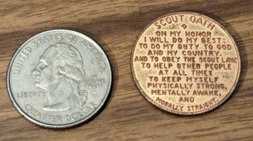 Vintage Boy Scout (BSA) 1960 50 Years Of Service Scout Oath Token Coin - Picture 3 of 3