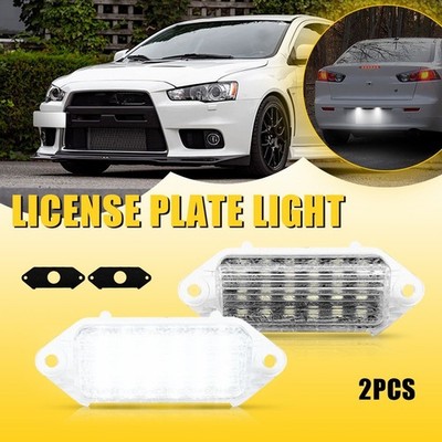 2X Clear White LED Rear License Plate Lights For 2007-2016 Lancer Evolution X EH