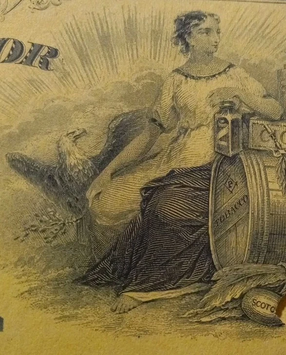 1882 $5Vintage United States Internal Revenue Manuf. Специальная налоговая марка на табак - Изображение 3 из 4