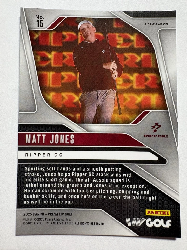 2024 Prizm LIV Golf Matt Jones Zebra Prizm Short Print Ripper GC #15 - Image 2 of 2