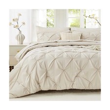 Sasttie Queen Comforter Set, 7-Piece Bed in a Bag, Pintuck Bedd... USA FAST SHIP