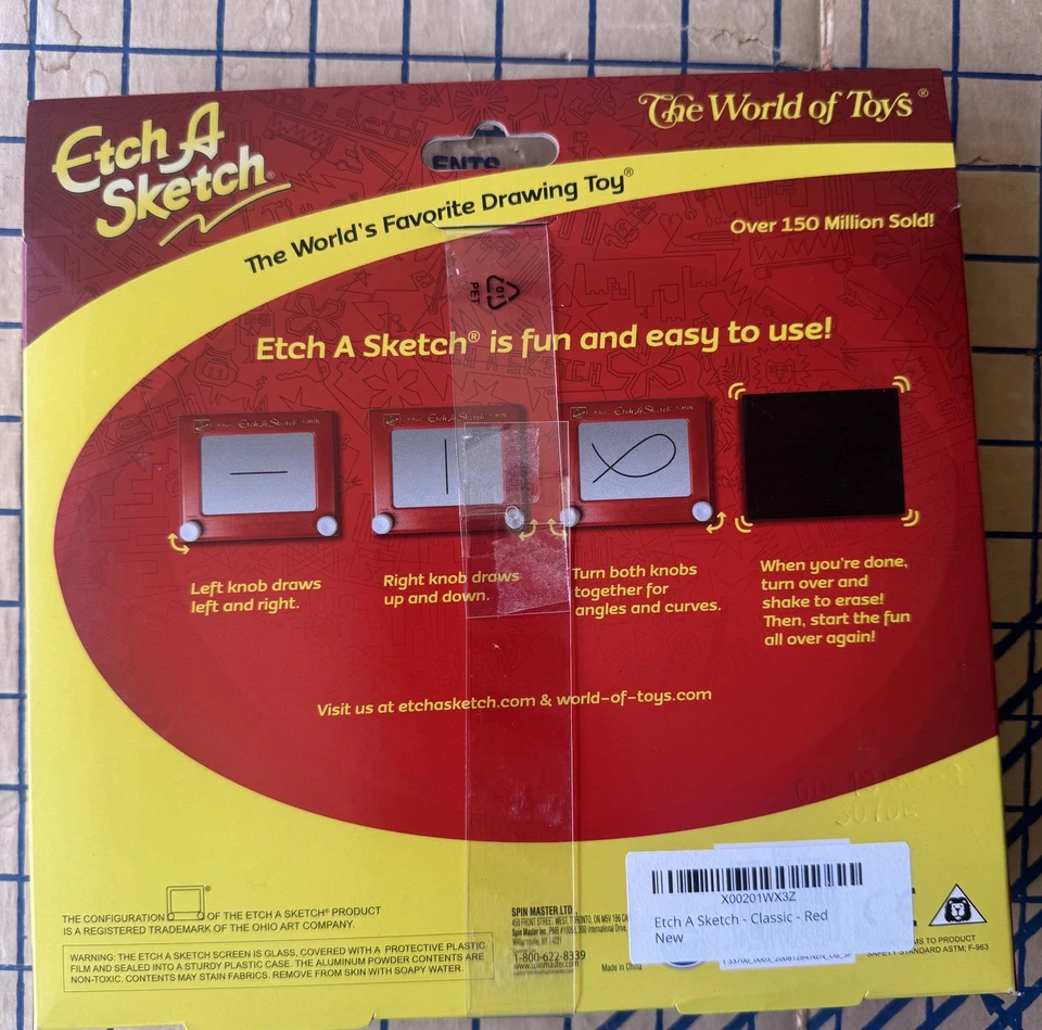 Juguete de dibujo de pantalla mágica grabado clásico A boceto - marco rojo - nuevo/sellado Foto 2 de 2