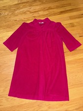 Vintage VANITY FAIR Dark Pink Velour Short Robe Snap Women's XL With Pockets