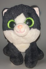 TY Beanie Babies Ava Cat Plush Black White Kitten Green Eyes Velve 2017 - 6”