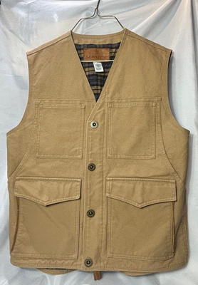 #ad Schnee#x27;s Vest Cotton Leather Trim Fishing Hunting Wear Bozeman Montana Mens SZ M $69.95