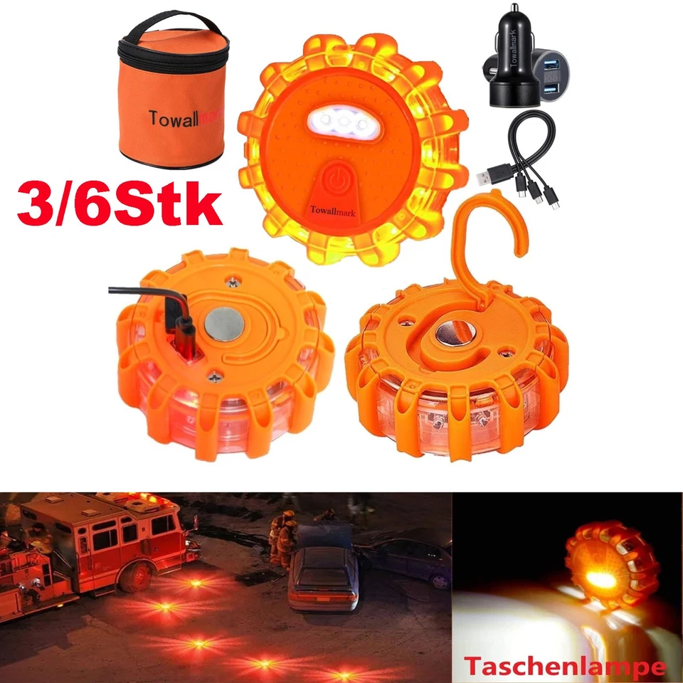 MARKENLOS LED Fehlerwarnleuchte USB Akku Warnleuchte Orange Blinkende Warnleuchte Magnet