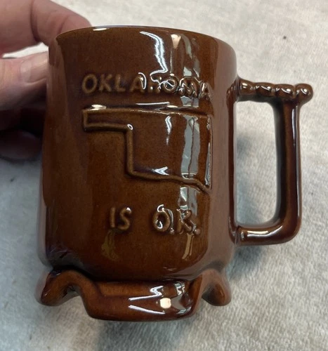 Vintage Frankoma Oklahoma Is OK RARE The “Sooner” State Mug Ceramic