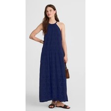 NWT Madewell Embroidered Drop-Waist Maxi Dress Blue M
