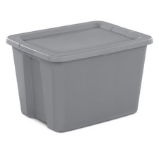 Large Storage Bin, 18 Gallon Plastic Storage Container with Snap-On Lid, Gray