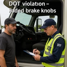 Truck tractor dash emergency and parking brake knob Labels. DOT Compliant 