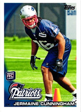 2010 Topps Rookie Card # 159, Jermaine Cunningham, New England Patriots. rookie card picture