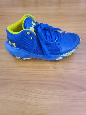 Under Armour Youth Jet 21 Blue/Yellow Basketball Shoes Sneakers Sz 1Y