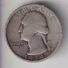 1934-P WASHINGTON QUARTER 25¢ 90% SILVER PHILADELPHIA UNITED STATES OF AMERICA