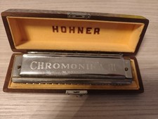 Hohner Chromonika III C Mundharmonika, im Original Holzkasten - sehr gut
