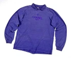 Vintage Men's CHANEL 90's Logo Purple Cotton Long Sleeve Sweatshirt Casual - S/M