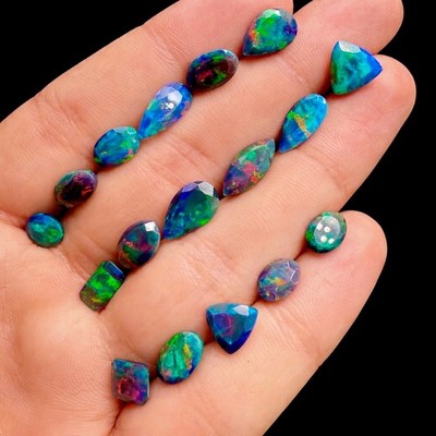 black opal lot, faceted opal gemstones, polished opals for making jewelry