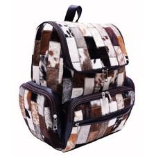 Real Cowhide Backpack for Women Men - Patchwork Hair-On Genuine Full Grain