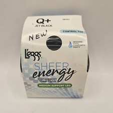 L'eggs Sheer Energy Q Jet Black Control Top Compression Sheer Tights NEW